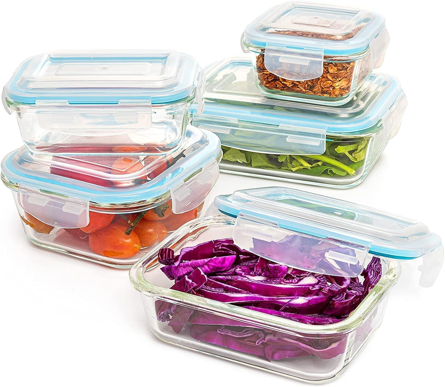 Kitchen Glass Food Storage Containers Set with Lids 10 Pcs. Snapware Transparent Lids Leak Proof, Oven, Freezer, Microwave & Dishwasher Safe, Airtight Meal Prep Container Glass Bpa-Free